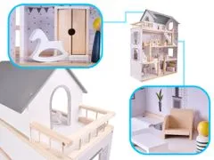 Aga Dřevěný domeček pro panenky s nábytkem 80cm