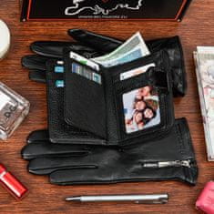 Beltimore K27 Dámská kožená sada peněženka s rukavicemi černá