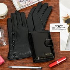 Beltimore K26 Dámská kožená sada peněženka s rukavicemi černá
