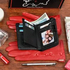 Beltimore K26 Dámská kožená sada peněženka černá s rukavicemi