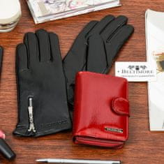 Beltimore K27 Dámská kožená sada peněženka červená s rukavicemi