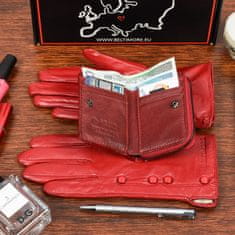 Beltimore K26 Dámská kožená sada peněženka s rukavicemi červená