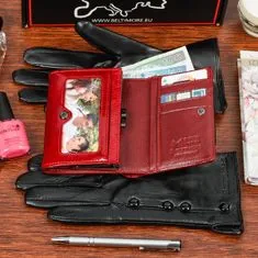 Beltimore K26 Dámská kožená sada peněženka červená s rukavicemi