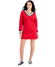 Tommy Hilfiger Dámské mikinové šaty Contrast-Trim červené S