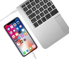 KOMA Synchronizační a nabíjecí kabel USB-A / Lightning pro Apple iPhone / iPad / iPod, bílý, délka 2m