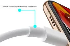 KOMA Synchronizační a nabíjecí kabel USB-A / Lightning pro Apple iPhone / iPad / iPod, bílý, délka 1m