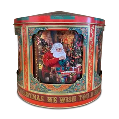 Dům Vánoc Velká plechová dóza s hrací skříňkou Santa