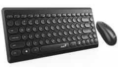 Genius LuxeMate Q8000 set klávesnice a myši, bezdrátový, retro design, CZ+SK layout, 2,4GHz, mini USB přijímač, černý