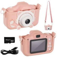 Dětský digitální fotoaparát s motivem kočičky-růžový