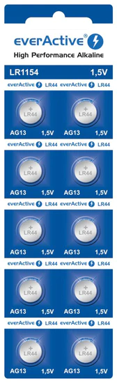 Aga Baterie EverActive Alkaline G13 LR44 LR1154 10ks