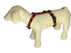 Palkar Klasický postroj pro psy 22 cm - 40 cm vel. 1 černo-červená s tlapkami