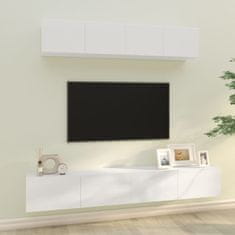 shumee 4dílný set TV skříněk bílý s vysokým leskem kompozitní dřevo