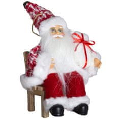 Dům Vánoc Ozdoba na stromeček Santa v červeném kabátku na židličce 18 cm