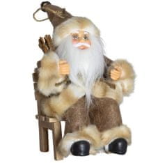 Dům Vánoc Ozdoba na stromeček Santa v hnědém kabátku na židličce 18 cm