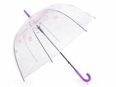 Kraftika 1ks fialová dívčí průhledný vystřelovací deštník s květy