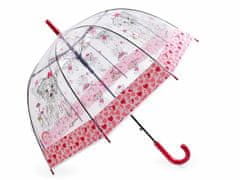 Kraftika 1ks červená dívčí průhledný vystřelovací deštník pejsek