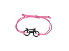 Force Krásný dárek pro milovníky cyklistiky - náramek BIKE - černo-růžový