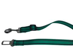 Palkar Bezpečnostní pás do auta pro velké psy 65 cm x 25 mm tmavě-zelená s páskami
