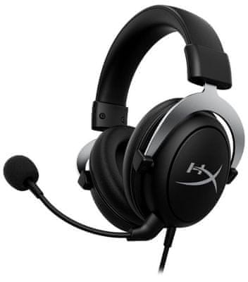 profesionální herní sluchátka HyperX CloudX černá stříbrná (4P5H8AA) integrované mikrofony drátová PC konzole telefon hudba hry virtuální prostorový zvuk stereo audio