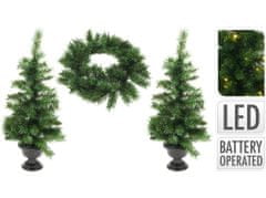 MAT sada vánoční LED (2xstromek 90cm v květníku,1xvěnec 53cm+osvětlení) ZE