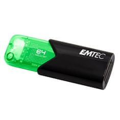 Emtec USB flash disk "B110 Click Easy", černo-zelená, 64GB, USB 3.2