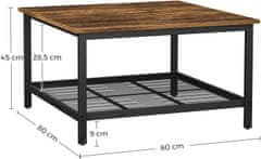 VASAGLE Konferenční stolek čtvercový LCT065B01