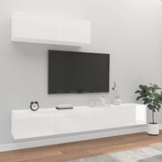 shumee 3dílný set TV skříněk bílý s vysokým leskem kompozitní dřevo