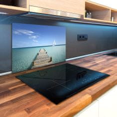Wallmuralia Kuchyňská deska skleněná Dřevěné molo 2x40x52 cm