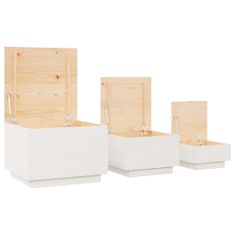 shumee Úložné boxy s víkem 3 ks bílé masivní borové dřevo