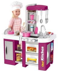 iMex Toys dětská kuchyňka s tekoucí vodou a lednicí fialová se světly a zvuky
