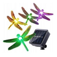 HADEX Solární dekorativní zahradní osvětlení vážky, 4,5m 20LED RGB