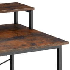 tectake Psací stůl s policí a látkovým úložným boxem - Industrial tmavé dřevo,120 cm