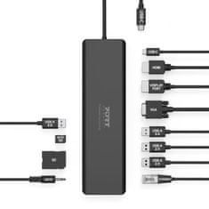 Port Designs PORT CONNECT Dokovací stanice 11v1, 1x4K, RJ45,HDMI,Display Port,VGA,USB-C 100W, 4xUSB-A,micro/SD