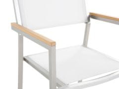 Beliani Zahradní sada pro 6 osob skleněná deska 180 x 90 cm a bílé židle GROSSETO