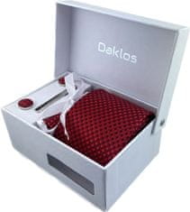 Daklos Luxusní set červený kostičkovaný - Kravata, kapesníček do saka, manžetové knoflíčky, kravatová spona v dárkovém balení