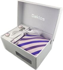 Daklos Luxusní set fialovo modrý - Kravata, kapesníček do saka, manžetové knoflíčky, kravatová spona v dárkovém balení