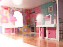 WOWO Dřevěný domeček pro panenky 70cm s LED - domeček pro panenky