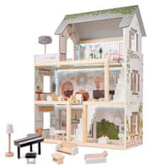 WOWO Dřevěný domeček pro panenky 78cm s LED - domeček pro panenky
