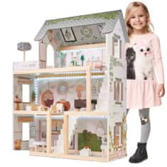 WOWO Dřevěný domeček pro panenky 78cm s LED - domeček pro panenky