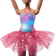 Mattel Barbie Svítící magická baletka s růžovou sukní HLC25