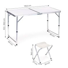 ModernHome HTA120R+4S WHITE Bílý skládací stůl se 4 židlemi