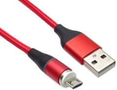 PremiumCord Magnetický micro USB a USB-C, nabíjecí a datový kabel, 1m, červená