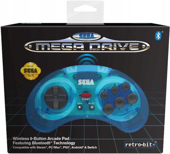 Retro-Bit SEGA Mega Drive Blue Pad BT PC Switch Android