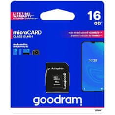 GoodRam Paměťová karta GOODRAM microSDHC 16GB + adaptér