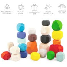 Ulanik Montessori dřevěná hračka "Dřevěné kameny" 25 dílů