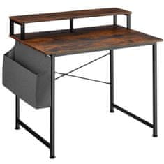 tectake Psací stůl s policí a látkovým úložným boxem - Industrial tmavé dřevo,120 cm