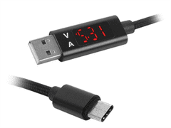 LTC Kabel LTC LX8579 USB-AM / USB-C 1m, 2,4A , LED-displej s měřením, černá