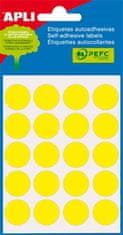 Apli Etikety, žluté, kruhové, průměr 19 mm, 100 etiket/balení, 02063
