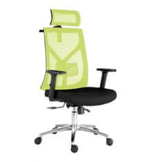 KUPŽIDLE Kancelářská ergonomická židle UNI — černá / zelená, nosnost 150 kg
