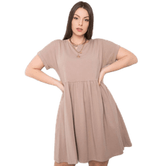 BASIC FEEL GOOD Dámské šaty s krátkými rukávy plus size MOLLY tmavě béžové RV-SK-6292.09P_361514 2XL